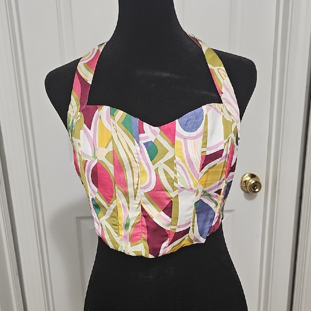 For Love And Lemons Multicolor Abstract‎ Halter Top